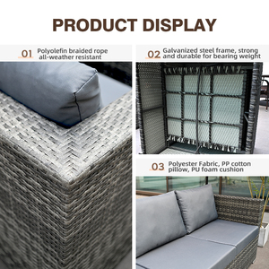 Set di Mobili da Giardino WMT in Rattan Intrecciato Resistente alle Intemperie con Cuscini, Moderno Set Divano per Esterni - Product Image 3