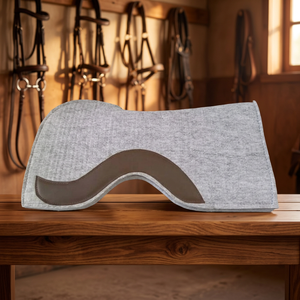GN EXPORT Tapis de selle d'équitation western polyvalent avec insert en cuir marron, en feutre gris et doublure en polaire pour l'équitation - Product Image 4