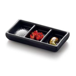 批发廉价日本餐厅寿司2室酱菜哑光黑色塑料火锅蘸碗 - Product Image 1