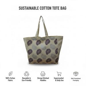 Classic Custom Logo <b>Canvas</b> Tote <b>Bag</b> for Women-<b>Large</b> (>50cm) Supermarket Shopping Handled <b>Bag</b> | Bulk Packed Promotion Print <b>Bag</b> - Product Image 4