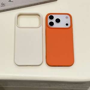 Funda protectora súper suave para iPhone, 17 colores nuevos, naranja, 16 Pro, 15, con textura de lichi y orificios grandes. - Product Image 5