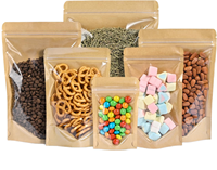 Sacs d'emballage en papier kraft écologiques en gros avec fenêtre transparente et fermeture éclair pour noix, biscuits, thé, aliments secs – Pochette de présentation pour la vente au détail