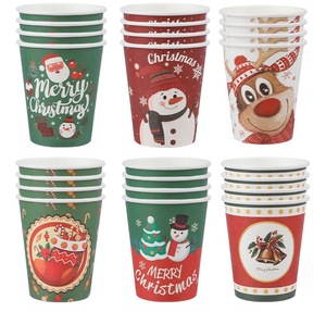 Weihnachtliche Einweg-Pappbecher 9oz 10 Stück/Packung Festliche Weihnachtsparty-Trinkbecher für Feiertagsdekorationen - Product Image 6