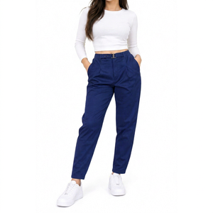 Pantalon d'hiver plissé beige décontracté en velours pour femme Jerry Wear, taille élastique, infroissable, écologique et respirant - Product Image 1