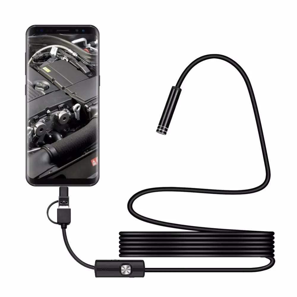 Endoscope Camera 7mm Lens 3 in 1 Mirco USB Type-C Waterproof IP67 For Android Phone Computer Inspection Borescope Mini Camera