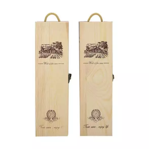 Customized Natural Single Bottle Wood Storage Box Wooden Gift Packaging Wine Box With String