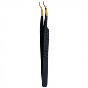 Pince à épiler classique en titane plasma Dolphin en forme de L, anti-magnétique, en acier inoxydable de qualité supérieure, avec pointe diamantée noire dorée de 12 mm - Product Image 6