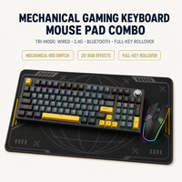Ensemble clavier et souris de jeu 3 en 1, 3 modes, 20 effets RGB, interrupteurs rouges silencieux, 2 couleurs, pour bureau d'e-sport