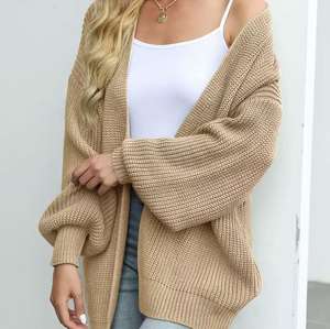 Cárdigan de punto de manga larga suelto con <span class=keywords><strong>cuello</strong></span> en V para <span class=keywords><strong>mujer</strong></span> de estilo americano, suéter informal, abrigo, suéter de punto - Product Image 1