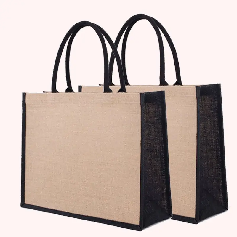Wholesale Eco Friendly Natural Burlap Shopper Personalized Custom promotional Plain Custom Tote Shopping Jute Bag