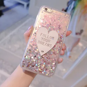 Lovely heart bling glitter Liquid quicksand Case For iphone6 S 5 7 8 Plus X R MAX cover for samsung galaxy S7 S6 edge S8 Note 9