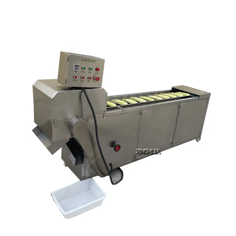 Endüstriyel otomatik taze ve dondurulmuş TATLI MISIR mısır kafası kuyruk kesme makinası