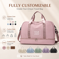 Doppelschichtige Reisetasche mit Schuhfach, Große Kapazität Weekender-Tasche für Damen, Rosa Stoff-Reisetasche