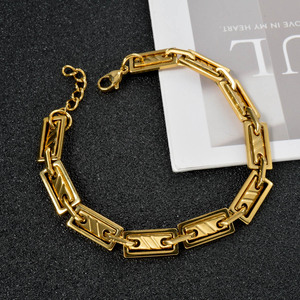 Fashionable Solid Wide Rectangular <b>Engraved</b> Mirror Smooth Vintage Reflective Refined Unisex Stainless Steel 18K Gold Trendy - Product Image 5