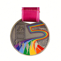 Artisanat en métal nickel antique en relief émail dur époxy gagnant du marathon médailles moulage sous pression médailles de marathon haut de gamme en relief