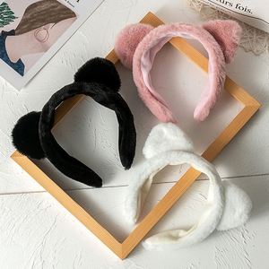 Cute Girly Cat-Ear <b>Headband</b> <b>with</b> Wide Brim Plush Lining Non-Slip Face Washing Hair <b>Clip</b>-Japan & Korean Style Plastic Resin - Product Image 2