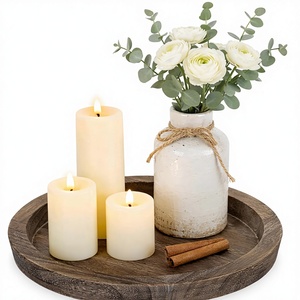 Wood Classical Easter Christmas Candle Plate <b>Holder</b> Tray Coffee Table Home Decor (Distressed)-<b>Tealight</b> Pillar Candle Plates - Product Image 1