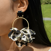 Vente en gros de boucles d'oreilles géométriques circulaires en pierres précieuses boucles d'oreilles en tissu léopard coloré pour bijoux
