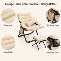 Fauteuil pliant moderne et minimaliste en métal épaissi pour la maison, les dortoirs universitaires, les chambres, l'utilisation informatique, pour une personne