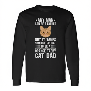 Maglietta a maniche lunghe personalizzabile per papà di gatti tabby arancioni - Promozionale per proprietari di gatti tabby arancioni - Product Image 2