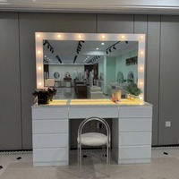 Nouvelle Coiffeuse Grande Miroir avec Rangement et Éclairage LED pour Chambre à Coucher, Meuble de Maquillage avec Tiroirs pour la Maison