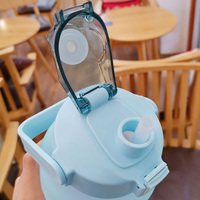 Bouteille d'eau de grande capacité 2L, bouteille d'eau en plastique de couleur dégradée avec marqueur de temps, bouteille de sport de Fitness en plein air