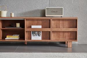 رفوف خشبية صلبة من الخشب ، خزانة كبيرة لوسائل الترفيه المركزية مع أبواب منزلقة وكتاب - Product Image 6