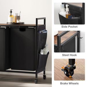 High Quality Large Pull-Out <b>Laundry</b> <b>Basket</b> with Double Compartments for Bathroom Clothes Storage - Product Image 5