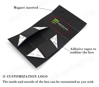Boîte cadeau pliante en carton recyclable avec fermeture magnétique noire mate personnalisée, emballage avec ruban pour chaussettes et vêtements