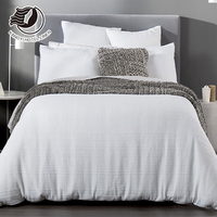 Parure de lit professionnelle de qualité hôtelière en polyester/coton tissé 400TC, non jetable, avec housse de couette, tailles personnalisables, blanche
