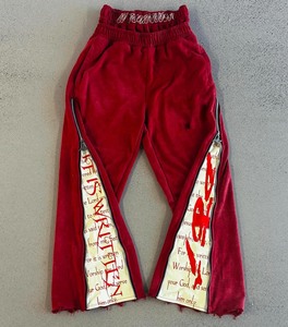 <span class=keywords><strong>Pantaloni</strong></span> Sportivi Larghi in 100% Cotone French Terry per Uomo, Taglia XL, Rosso Effetto Vissuto con Doppia Stampa in Vita Media, Direttamente dal Produttore - Product Image 2