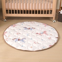 Tapis de jeu pour bébé, tapis pliable matelassé pour bébés et tout-petits - Tapis rond épais de 2 cm, non toxique, doux et sûr