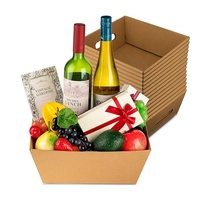 Panier-cadeau personnalisé en papier kraft recyclé ondulé avec poignées, doublure en éponge, finition mate pour panier de Noël, fruits, fleurs, vin