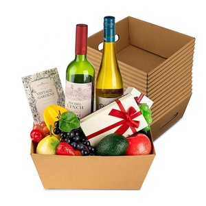 Cesta de Regalo Personalizada de Papel Kraft Corrugado Reciclado con Asas, Forro de Esponja y Acabado Mate para Cestas <span class=keywords><strong>Navideñas</strong></span>, Frutas, Flores y <span class=keywords><strong>Vino</strong></span> - Product Image 1