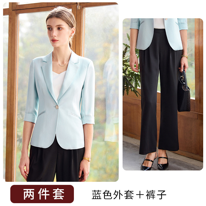 Blue suit, 25201, black pants