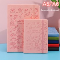 Carnet A5 en similicuir mignon, agenda personnalisé, bloc-notes étudiant, 80 feuilles, cadeau, vente en gros, carnet de tampons à motifs de dessins animés