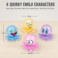 Jouet Squishy Pieuvre Pailletée avec Yeux Amusants, Texture Transparente Multicolore – Cadeau pour Enfants et Adultes – Nouveauté pour Magasins et Vente en Gros