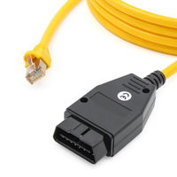 Cable de Diagnóstico para Automóviles E-SYS ICOM BMW Amarillo/Negro OBD2, Cable de Programación Profesional de Datos Ocultos ENET de 2 Metros, Herramienta de Diagnóstico para Windows