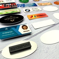 Brighsub 1.0mm blanc mat Sublimation aluminium nom badge blanc blanc avec magnétique pour transfert de chaleur imprimable