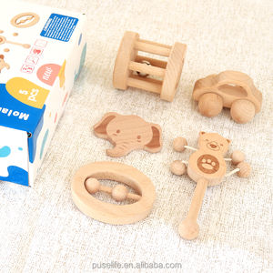 Puszlife – <span class=keywords><strong>anneau</strong></span> de <span class=keywords><strong>dentition</strong></span> en bois de hêtre pour bébé, jouets sensoriels <span class=keywords><strong>Montessori</strong></span>, <span class=keywords><strong>anneau</strong></span> de <span class=keywords><strong>dentition</strong></span>, hochet avec cloches, sucette pour bébé, vente en gros, 100% - Product Image 2