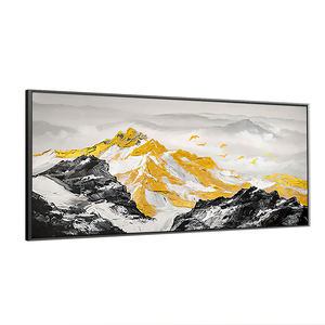 <span class=keywords><strong>Peinture</strong></span> à l'huile sur toile, paysage de <span class=keywords><strong>montagne</strong></span>, texture dorée, impasto, art abstrait brillant, <span class=keywords><strong>peinture</strong></span> au <span class=keywords><strong>couteau</strong></span> épaisse, art mural sur toile - Product Image 1