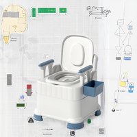 Toilette monobloc de chevet de chambre à coucher intérieure portable pour adultes bol en plastique de forme carrée pour l'utilisation de la salle de bain des femmes enceintes