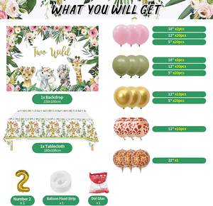 Decoraciones Personalizadas para Fiesta de Safari en la Jungla, Incluye Kit de Guirnalda de Arco de Globos de Látex, Fondo <span class=keywords><strong>Salvaje</strong></span>, Mantel y Globos con Números - Product Image 5