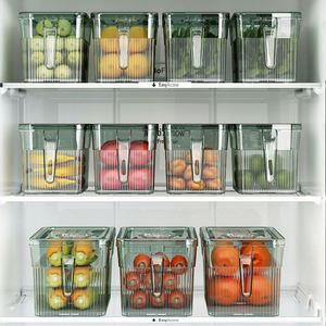 Refrigerator Storage Fresh-Keeping Box Household Draining Food Sealed Container With Handle Stackable Storage <b>Bin</b> - Product Image 2