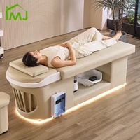Table de Lavage pour Tête, Lit de Shampoing de Salon de Beauté Professionnel avec LED Intégrée et Massage Spa d'Usine