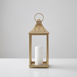 Latest Hot Selling Christmas Collection <b>Brass</b> Antique Metal Candle <b>Lantern</b> with Embossed Tree Design - Product Image 3