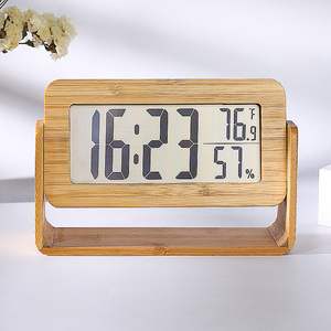 Thời trang kỹ thuật số Đồng hồ báo thức với nhiệt độ và độ ẩm LCD hiển thị bằng gỗ kỹ thuật số bàn bảng đồng hồ reloj - Product Image 3