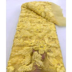 Tela de encaje de tul francés bordado Coral precio competitivo de ventas calientes con cuentas para <span class=keywords><strong>fiesta</strong></span> - Product Image 3
