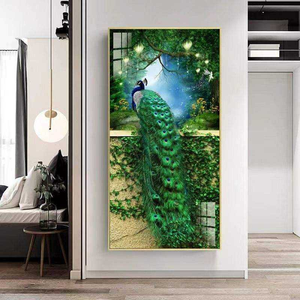 <span class=keywords><strong>Peinture</strong></span> décorative moderne pour salon, motif <span class=keywords><strong>paon</strong></span>, pour mur de fond de couloir, <span class=keywords><strong>peinture</strong></span> animale moderne en porcelaine cristalline - Product Image 3