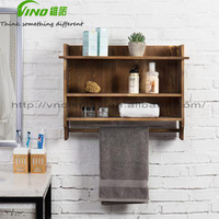 Étagères murales multifonctionnelles en bois personnalisables pour salle de bain, barre porte-serviettes, accessoire élégant pour la maison, salon